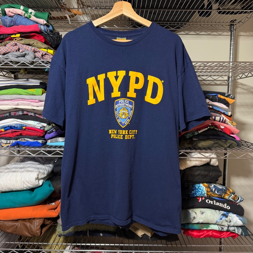 NYPD T-Shirt Mens XL Navy Blue New York City Police Dept Graphic Tee Cotton
